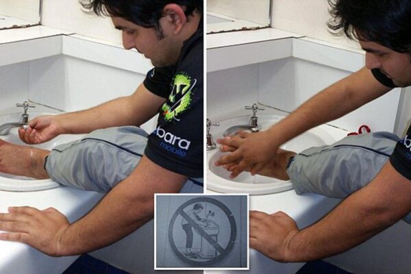 Muslim foot washing sink